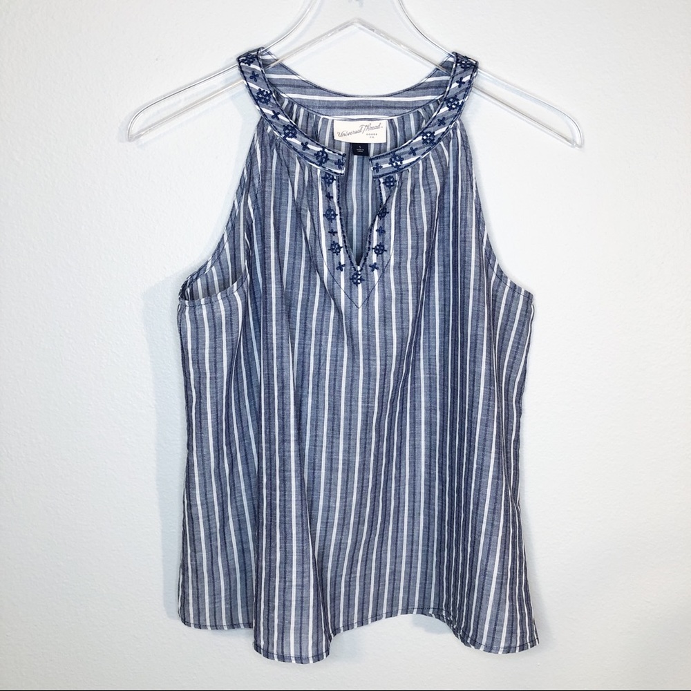 Universal Thread Embroidered Split Neck Tank